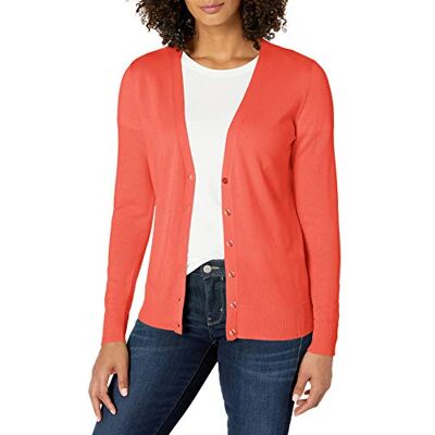 WAE35007FL18-PnkCO-Large Amazon Essentials Kvinnors Lekki kardigan z dekoltem w serek (dostępny w wersji Plus Size), Koralowy różowy, L WAE35007FL18-PnkCO-Large Amazon Essentials Kvinnors Lekki kardigan z dekoltem w serek (dostępny w wersji Plus Size), Koralowy różowy, L