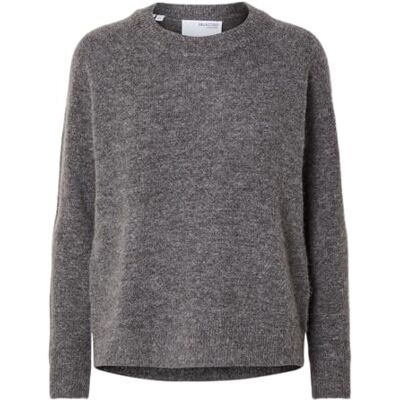 16074482 SELECTED FEMME Damski sweter z mieszanki wełny alpaki, Medium Grey Melange, XL 16074482 SELECTED FEMME Damski sweter z mieszanki wełny alpaki, Medium Grey Melange, XL