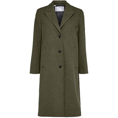 16090094 SELECTED FEMME Płaszcz damski jednorzędowa mieszanka wełny, zielony (Ivy Green), 38 16090094 SELECTED FEMME Płaszcz damski jednorzędowa mieszanka wełny, zielony (Ivy Green), 38