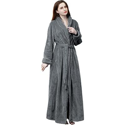 43507-60852 Hellomamma Damski długi szlafrok miękki polarowy puszysty pluszowy szlafrok damski zimowa ciepła bielizna nocna piżama domowa koszula nocna, szary, L-XL 43507-60852 Hellomamma Damski długi szlafrok miękki polarowy puszysty pluszowy szlafrok damski zimowa ciepła bielizna nocna piżama domowa koszula nocna, szary, L-XL