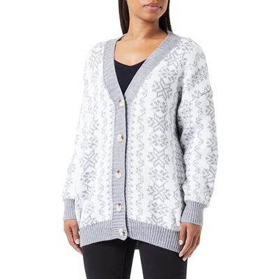 15425013-BL01 blonda Damski sweter oversize , szaro-biały, M/L, szary biały, M-L 15425013-BL01 blonda Damski sweter oversize , szaro-biały, M/L, szary biały, M-L