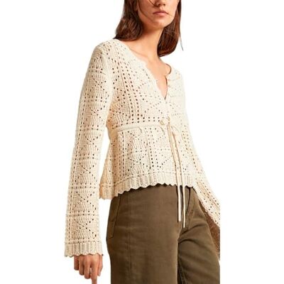 PL702106 Pepe Jeans Sweter damski Gaelle, Beżowy (antyczny koronkowy beż), XL PL702106 Pepe Jeans Sweter damski Gaelle, Beżowy (antyczny koronkowy beż), XL