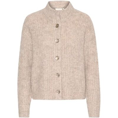 10507843 KAFFE Damski kardigan z wysokim dekoltem z długim rękawem Button Fastening Regular Fit, Major Brown Melange, XL 10507843 KAFFE Damski kardigan z wysokim dekoltem z długim rękawem Button Fastening Regular Fit, Major Brown Melange, XL
