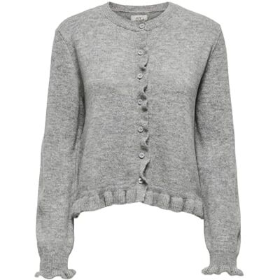 15363485-4906642 Jdy Letty L/S On Frill KNT Noos kardigan, jasnoszary melanżowy, S 15363485-4906642 Jdy Letty L/S On Frill KNT Noos kardigan, jasnoszary melanżowy, S