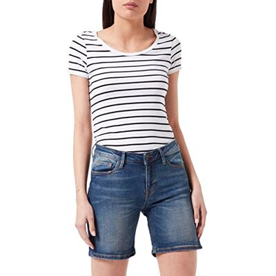 A 514-057 Cross Jeans Szorty damskie Zena, Niebieski (Mid Blue 057), 25W A 514-057 Cross Jeans Szorty damskie Zena, Niebieski (Mid Blue 057), 25W
