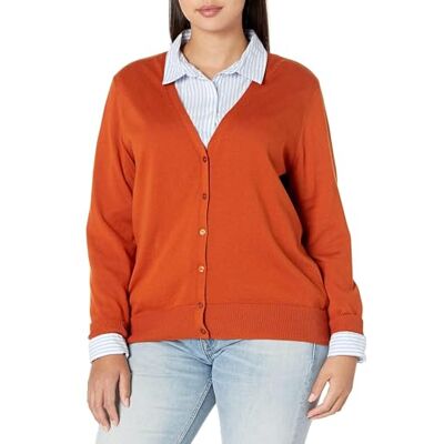 WAE35007FL18-Rbrwn-X-Large Amazon Essentials Kvinnors Lekki kardigan z dekoltem w serek (dostępny w wersji Plus Size), Rdzawy, XL WAE35007FL18-Rbrwn-X-Large Amazon Essentials Kvinnors Lekki kardigan z dekoltem w serek (dostępny w wersji Plus Size), Rdzawy, XL