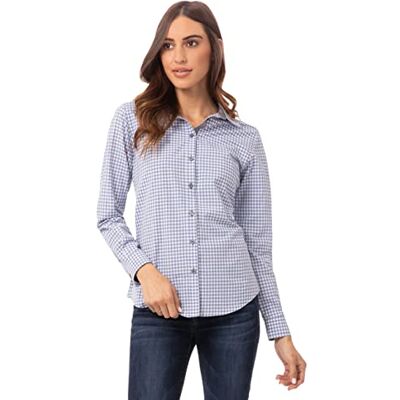 SHC05WSBEL-SBE-L Chef Works Gingham damska koszula z długim rękawem guzik SHC05WSBEL-SBE-L Chef Works Gingham damska koszula z długim rękawem guzik