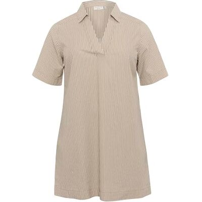 10583311 Kaffe Curve Damska sukienka polo z krótkim rękawem w rozmiarze A, Chincilla/biały pasek, 46/du?y rozmiar 10583311 Kaffe Curve Damska sukienka polo z krótkim rękawem w rozmiarze A, Chincilla/biały pasek, 46/du?y rozmiar