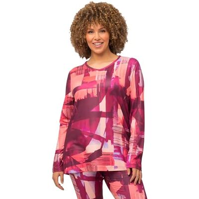 821347 Ulla Popken Damska koszulka funkcyjna narciarska, abstrakcja, Loop T-Shirt, czerwony purpurowy, 46/48 821347 Ulla Popken Damska koszulka funkcyjna narciarska, abstrakcja, Loop T-Shirt, czerwony purpurowy, 46/48