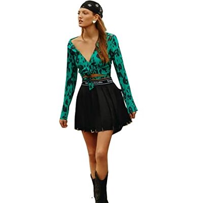 8683047114675 Trendyol Damska mini spódnica typu skater o linii A, Czarny, 60 8683047114675 Trendyol Damska mini spódnica typu skater o linii A, Czarny, 60