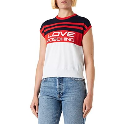 W S T05 10 X 1442 Love Moschino Damski tank top bez rękawów, biały czerwony (biało-czerwony niebieski), 46, White Red Blue, 46 W S T05 10 X 1442 Love Moschino Damski tank top bez rękawów, biały czerwony (biało-czerwony niebieski), 46, White Red Blue, 46