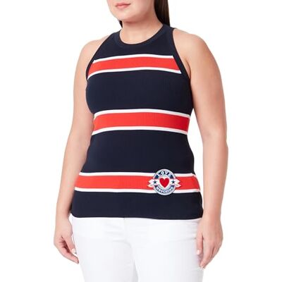 W S T04 91 X 1543 Love Moschino Damski top o kroju slim fit, niebiesko-biały, czerwony, 44 (DE), Blue White Red, 44 W S T04 91 X 1543 Love Moschino Damski top o kroju slim fit, niebiesko-biały, czerwony, 44 (DE), Blue White Red, 44