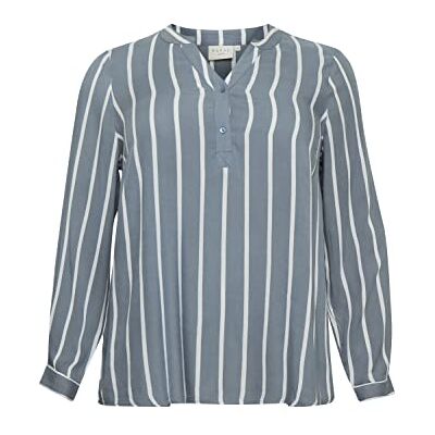 10580350 Kaffe Curve Kaffe CurveWomen's Plus Size Shirt Bluzka w paski Oversize V-Neck Długi rękaw, Blue Mirage/Chalk Stripe, 50 Kobiet 10580350 Kaffe Curve Kaffe CurveWomen's Plus Size Shirt Bluzka w paski Oversize V-Neck Długi rękaw, Blue Mirage/Chalk Stripe, 50 Kobiet
