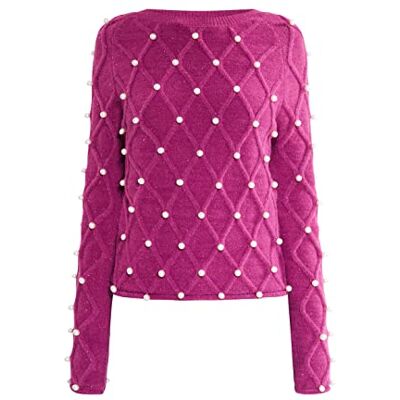 11025260-NO01 nolie Damski sweter z dzianiny, Fuchsia, XL-XXL 11025260-NO01 nolie Damski sweter z dzianiny, Fuchsia, XL-XXL