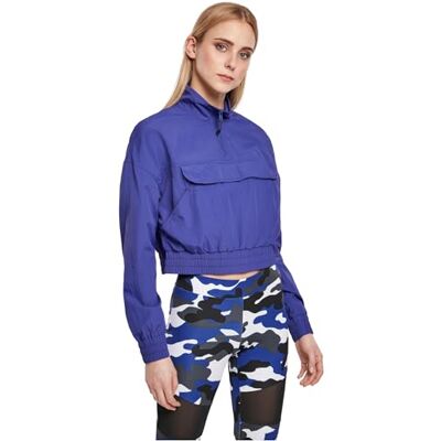 TB3630-02740-0058 Urban Classics Kurtka damska typu cropped Crinkle z nylonu Pull Over Jacket Windbreaker, purpurowy, XS TB3630-02740-0058 Urban Classics Kurtka damska typu cropped Crinkle z nylonu Pull Over Jacket Windbreaker, purpurowy, XS