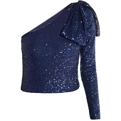 19129057-TH01 threezy Damski top z jednym rękawem, morski, M 19129057-TH01 threezy Damski top z jednym rękawem, morski, M