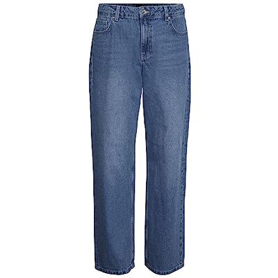 10286279 VERO MODA Women's VMEVELYN LR Loose Wide Jeans, Medium Blue Denim, 26/32, niebieski (medium blue denim), 26W / 32L 10286279 VERO MODA Women's VMEVELYN LR Loose Wide Jeans, Medium Blue Denim, 26/32, niebieski (medium blue denim), 26W / 32L