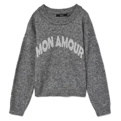 10331278-4801612 VERO MODA Vmamoremio Ls O-Neck sweter Boo, Medium Grey Melange, L 10331278-4801612 VERO MODA Vmamoremio Ls O-Neck sweter Boo, Medium Grey Melange, L