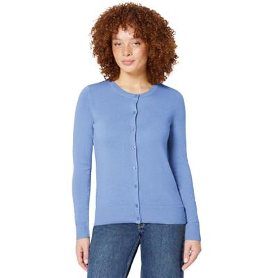 WAE35003FL18-Blu-Large Amazon Essentials Women's Lekki kardigan z okrągłym dekoltem (dostępny w wersji Plus Size), Niebieski, L WAE35003FL18-Blu-Large Amazon Essentials Women's Lekki kardigan z okrągłym dekoltem (dostępny w wersji Plus Size), Niebieski, L
