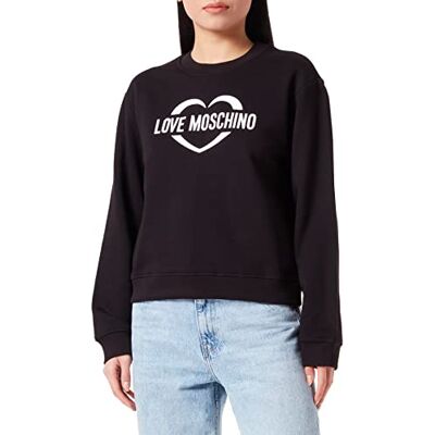 W 6 306 55 M 4055 Love Moschino Okrągły dekolt z długim rękawem z nadrukiem w kształcie serca Damska koszulka dresowa, czarny, 44 W 6 306 55 M 4055 Love Moschino Okrągły dekolt z długim rękawem z nadrukiem w kształcie serca Damska koszulka dresowa, czarny, 44