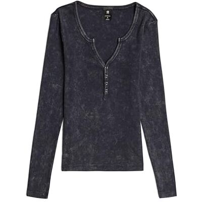 D24656 Deep V Henley Slim Top, Niebieski (Osaka Blue Gd -c773-h193), XXS D24656 Deep V Henley Slim Top, Niebieski (Osaka Blue Gd -c773-h193), XXS