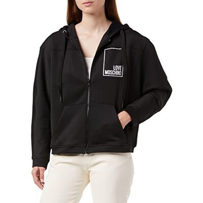 W 3 454 01 E 2416 Love Moschino Damska bluza z kapturem oversize, zapinana na zamek błyskawiczny, czarna, S, czarny, S W 3 454 01 E 2416 Love Moschino Damska bluza z kapturem oversize, zapinana na zamek błyskawiczny, czarna, S, czarny, S