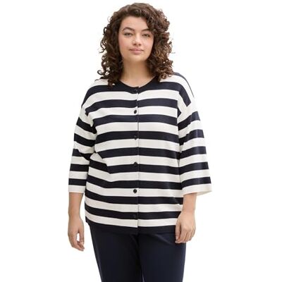 1046109 TOM TAILOR Plussize damski kardigan, 37734 Navy Offwhite Block Stripe, 44 1046109 TOM TAILOR Plussize damski kardigan, 37734 Navy Offwhite Block Stripe, 44