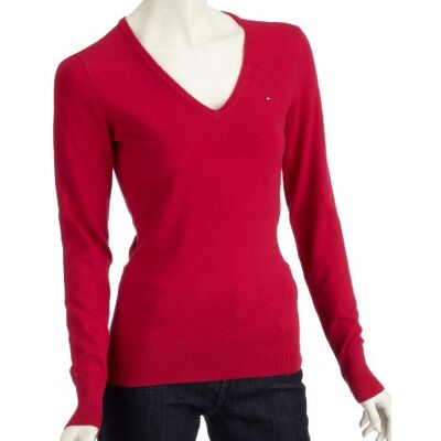 Tommy Hilfiger IVY V-NK 1M50332989 damski sweter, czerwony, 36 Tommy Hilfiger IVY V-NK 1M50332989 damski sweter, czerwony, 36