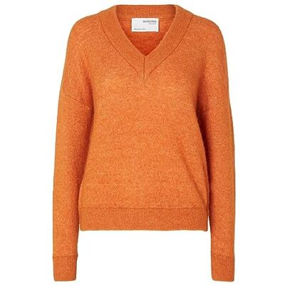 16090269 SELECTED FEMME Damski sweter z mieszanki wełny merynosów, Marmalada, M 16090269 SELECTED FEMME Damski sweter z mieszanki wełny merynosów, Marmalada, M