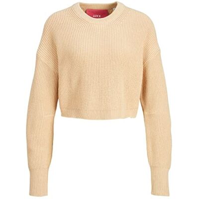 12225756 JACK & JONES Women's JJXX JXCARLOTA LS Twist Cropped CN Knit sweter damski, beżowy, L 12225756 JACK & JONES Women's JJXX JXCARLOTA LS Twist Cropped CN Knit sweter damski, beżowy, L