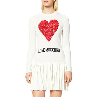 W S 60R 11 X 1306 Love Moschino Damska spódnica z długim rękawem z wełnianą obcisłą spódniczką z pleatami na co dzień, A01+cuore Rosso, 48 W S 60R 11 X 1306 Love Moschino Damska spódnica z długim rękawem z wełnianą obcisłą spódniczką z pleatami na co dzień, A01+cuore Rosso, 48