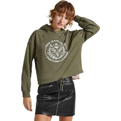 PL581399 Pepe Jeans Damska bluza z kapturem Haria, Zielony (oliwkowy zielony), XS PL581399 Pepe Jeans Damska bluza z kapturem Haria, Zielony (oliwkowy zielony), XS