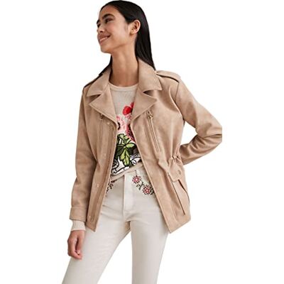 22SWEW29 Desigual Womens CHAQ_AMAR Faux Leather Jacket, Brown, XS 22SWEW29 Desigual Womens CHAQ_AMAR Faux Leather Jacket, Brown, XS