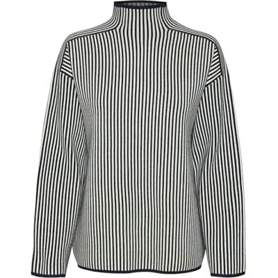 10315510 VERO MODA Damski sweter Vmgold Ls Highneck Pinstripe Ga sweter z dzianiny, Navy Blazer/Szczegóły: w. Birch, M 10315510 VERO MODA Damski sweter Vmgold Ls Highneck Pinstripe Ga sweter z dzianiny, Navy Blazer/Szczegóły: w. Birch, M