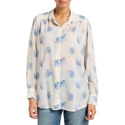 112355158 Lee Shirred Blouse koszula damska, Shy Blue Floral, XS 112355158 Lee Shirred Blouse koszula damska, Shy Blue Floral, XS