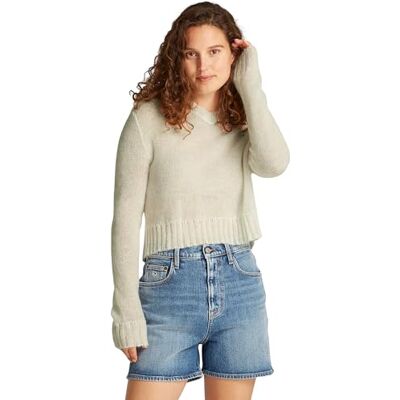 DW0DW20258 Tommy Jeans Damski sweter TJW OPEN KNIT dekolt w serek sweter, biały, XXS, Biały (starożytny biały), XXS DW0DW20258 Tommy Jeans Damski sweter TJW OPEN KNIT dekolt w serek sweter, biały, XXS, Biały (starożytny biały), XXS