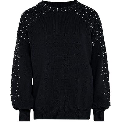 110201-000077 Nascita Damski sweter z okrągłym dekoltem z okrągłym dekoltem balon rękaw poliester czarny rozmiar XL/XXL sweter, Czarny, XL 110201-000077 Nascita Damski sweter z okrągłym dekoltem z okrągłym dekoltem balon rękaw poliester czarny rozmiar XL/XXL sweter, Czarny, XL