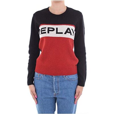DK6006.000.G22568-30 Replay Sweter damski, Czarny (czarny/jasnoczerwony/biały 30), XS DK6006.000.G22568-30 Replay Sweter damski, Czarny (czarny/jasnoczerwony/biały 30), XS