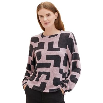 1038171 TOM TAILOR Damska koszulka z długim rękawem, 35135 Mauve Black Geometric Print, S 1038171 TOM TAILOR Damska koszulka z długim rękawem, 35135 Mauve Black Geometric Print, S