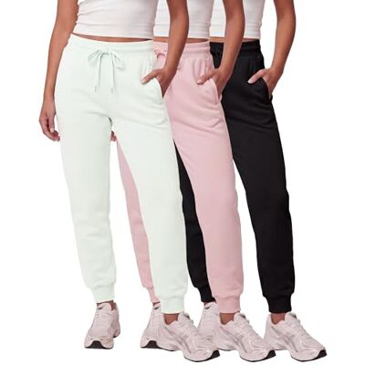 RE11879 Real Essentials 3 sztuki: Damskie polarowe spodnie dresowe Relaxed Fit Casual Athleisure (dostępne w dużych rozmiarach), Zestaw 8, XXL RE11879 Real Essentials 3 sztuki: Damskie polarowe spodnie dresowe Relaxed Fit Casual Athleisure (dostępne w dużych rozmiarach), Zestaw 8, XXL