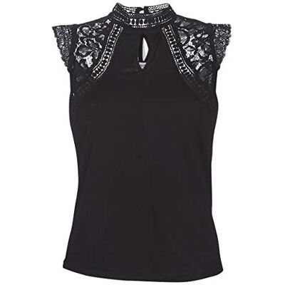 192-DSIN.N-NOIR Morgan Koszulka damska Empiècement Dentelle Dsin T-shirt, Czarny (Noir Noir), M 192-DSIN.N-NOIR Morgan Koszulka damska Empiècement Dentelle Dsin T-shirt, Czarny (Noir Noir), M