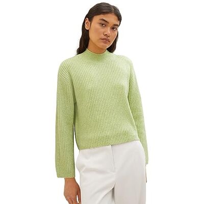 1038104 TOM TAILOR Denim Damski sweter basic ze strukturą żeberkową, 32542-Dusty Pear Green Melange, XXL 1038104 TOM TAILOR Denim Damski sweter basic ze strukturą żeberkową, 32542-Dusty Pear Green Melange, XXL