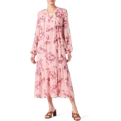 14094788 Vimadia L/S dekolt w serek, sukienka midi, Srebrny, różowy/Aop: mesa Rose Tonal Flower, 40 14094788 Vimadia L/S dekolt w serek, sukienka midi, Srebrny, różowy/Aop: mesa Rose Tonal Flower, 40