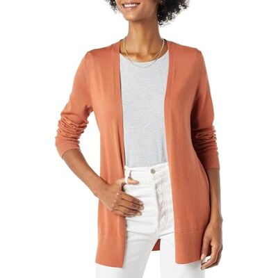 WAE35004FL18-Cbrwn-X-Small Amazon Essentials Dames Lekki kardigan bez zapięcia (dostępny w wersji Plus Size), Karmelowy, XS WAE35004FL18-Cbrwn-X-Small Amazon Essentials Dames Lekki kardigan bez zapięcia (dostępny w wersji Plus Size), Karmelowy, XS
