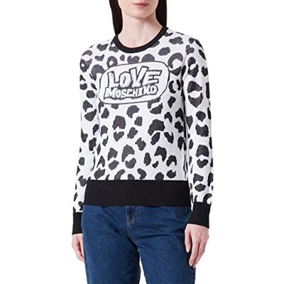 W S M16 10 X A126 Love Moschino Damski sweter o regularnym kroju z długim rękawem, czerwony czarny (Red Black), 46 W S M16 10 X A126 Love Moschino Damski sweter o regularnym kroju z długim rękawem, czerwony czarny (Red Black), 46