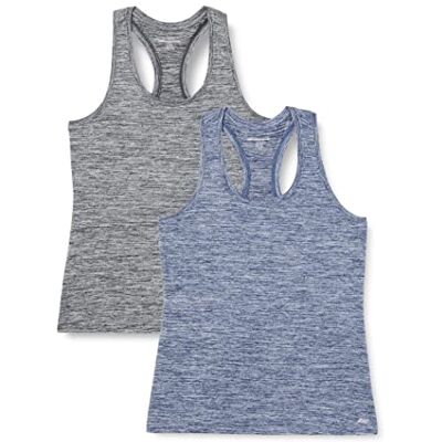 AZ0003-3-M Amazon Essentials Damska koszulka bez rękawów Tech Stretch Racerback (dostępna w dużych rozmiarach), 2 sztuki, czarny wrzosowy/granatowy wrzos, M AZ0003-3-M Amazon Essentials Damska koszulka bez rękawów Tech Stretch Racerback (dostępna w dużych rozmiarach), 2 sztuki, czarny wrzosowy/granatowy wrzos, M