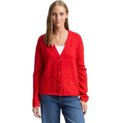 1048350 TOM TAILOR Denim Damski kardigan z dzianiny, 12880 Brilliant Red, XS 1048350 TOM TAILOR Denim Damski kardigan z dzianiny, 12880 Brilliant Red, XS