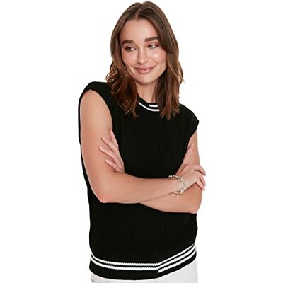 8683047392233 TRENDYOL Damska bluza Triko Süveter z kolorową bluzą, czarna, S, czarny, S 8683047392233 TRENDYOL Damska bluza Triko Süveter z kolorową bluzą, czarna, S, czarny, S