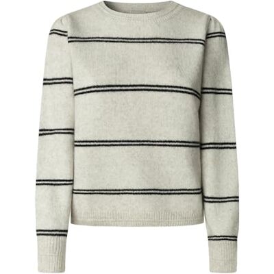 PL7000044 Pepe Jeans Carmela Stripe dzianina, beżowa (ciemnobiała Ecru), L damska, Beżowy (ciemnobiały ecru), L PL7000044 Pepe Jeans Carmela Stripe dzianina, beżowa (ciemnobiała Ecru), L damska, Beżowy (ciemnobiały ecru), L