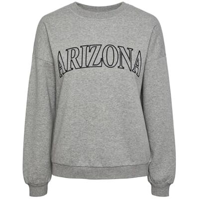 17145505 PIECES Pcfreya Ls Oversize Sweat, Szary melanż/nadruk: czarny, L 17145505 PIECES Pcfreya Ls Oversize Sweat, Szary melanż/nadruk: czarny, L